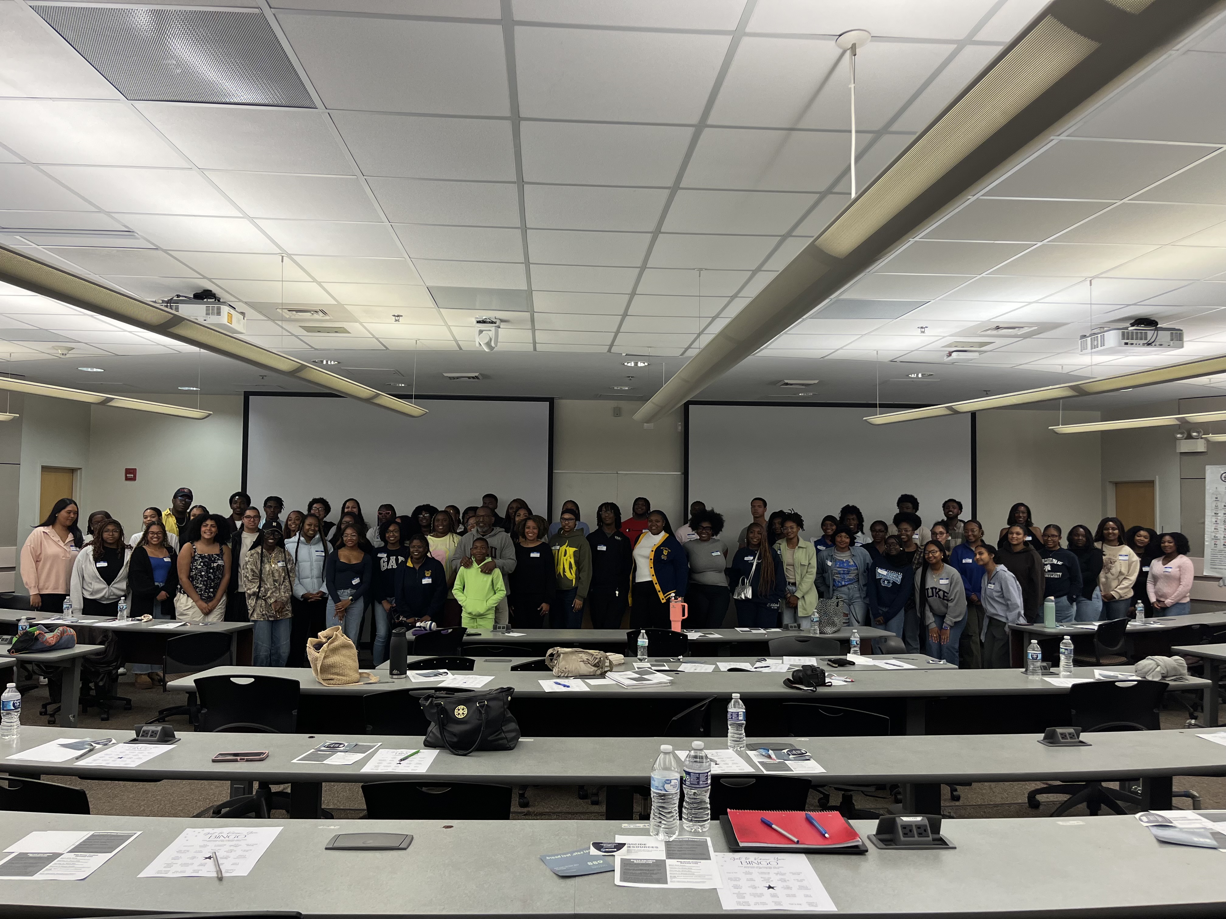 Dr. Sonyia Richardson and Victor Armstrong, featured with members of the North Carolina Black Youth Advisory Board, at a Let’s Save Lives training at North Carolina Central University.