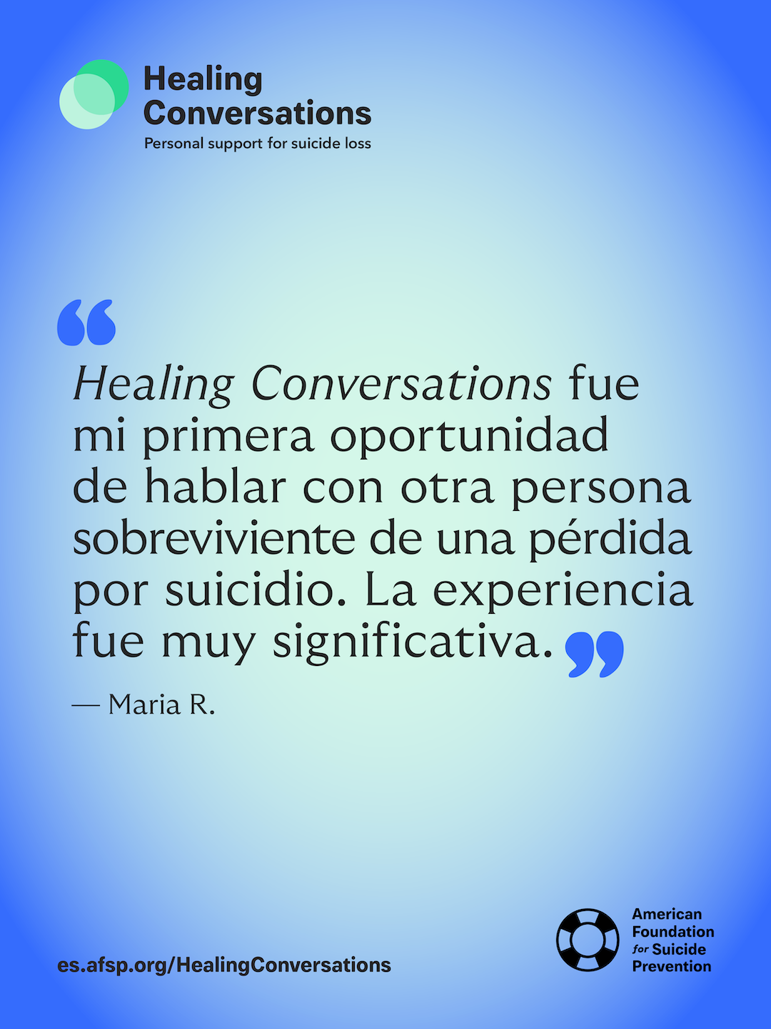 Healing Conversations fue mi primera oportunidad de hablar