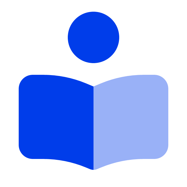open book with reader icon