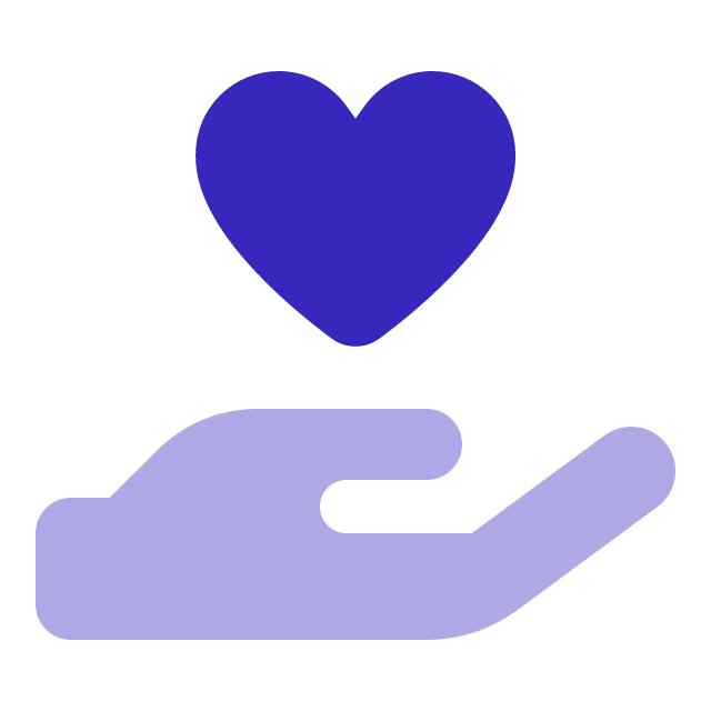 hand holding heart icon