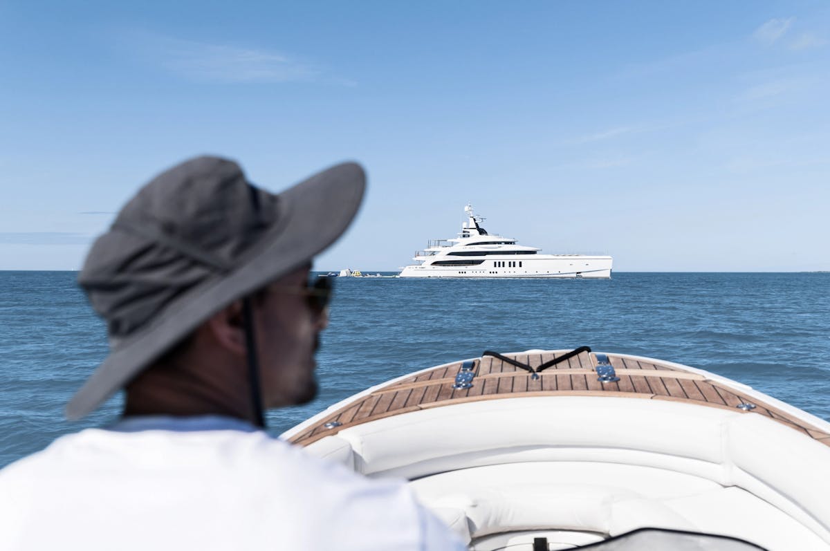 Yacht in background