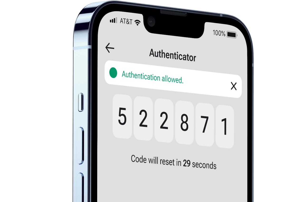 Deep Blue app 2FA screen