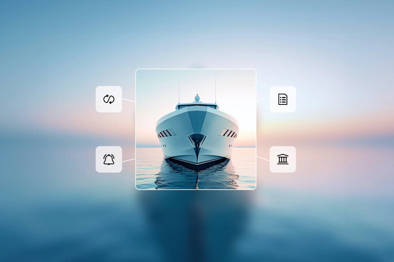 A yacht surrounded by Deep Blue addons