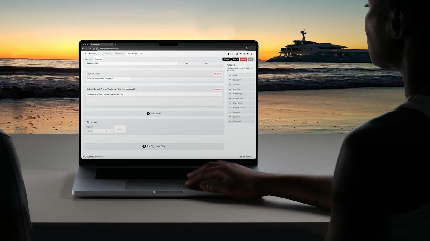 A person using deepblue's new Forms module.