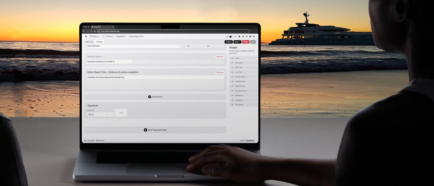 A person using deepblue's new Forms module.