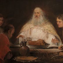 *Abraham Entertaining the Three Angels*, 1680s, by Arent de Gelder. *Museum Boijmans Van Beuningen via Wikimedia*. 1024px-Aert_de_Gelder_009