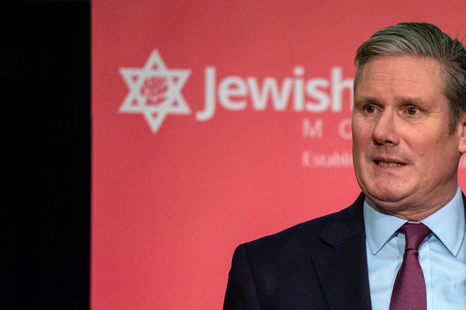 Keir Starmer speaks to attendees of the Jewish Labour Movement conference on January 14, 2024 in London. *Chris J Ratcliffe/Getty Images*. Starmer Main