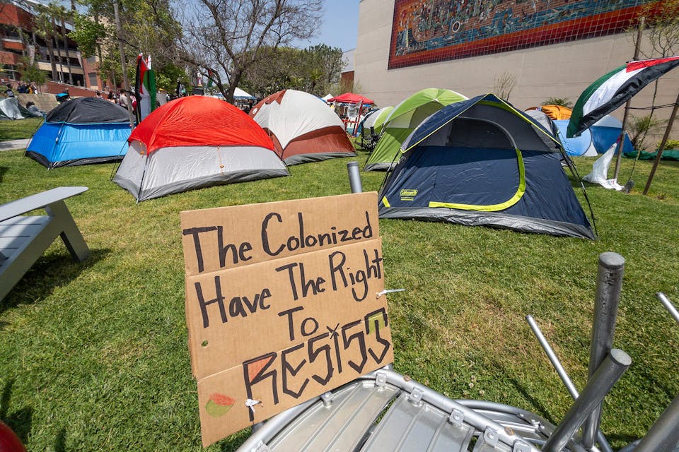 The Gaza Solidarity Encampment on the campus of Cal State University Los Angeles on May 2. *Myung J. Chun / Los Angeles Times via Getty Images.* Wisse Podcast
