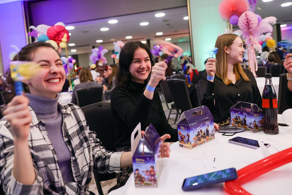 Jewish teens from Ukraine wave groggers as they celebrate celebrate Purim on March 17, 2022 in Berlin. *Omer Messinger/Getty Images*. Grogger Main