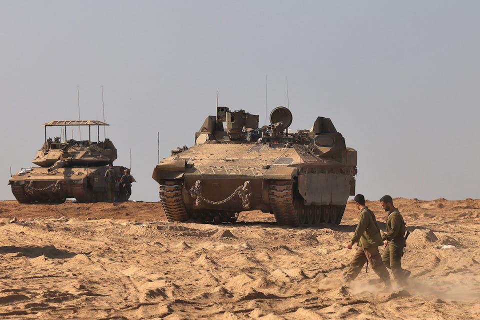 Israeli tanks on the border with Gaza in southern Israel on November 5, 2023. *MENAHEM KAHANA/AFP via Getty Images.* Phil War Names