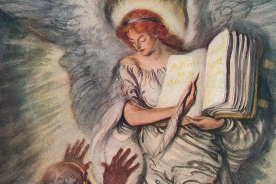 From *And When the Angel Showed Him the Names of Those Whom Love of God Had Blest*, 1916, Edmund Joseph Sullivan. *Heritage Image Partnership Ltd/Alamy Stock Photo*. Phil God Pronouns Main