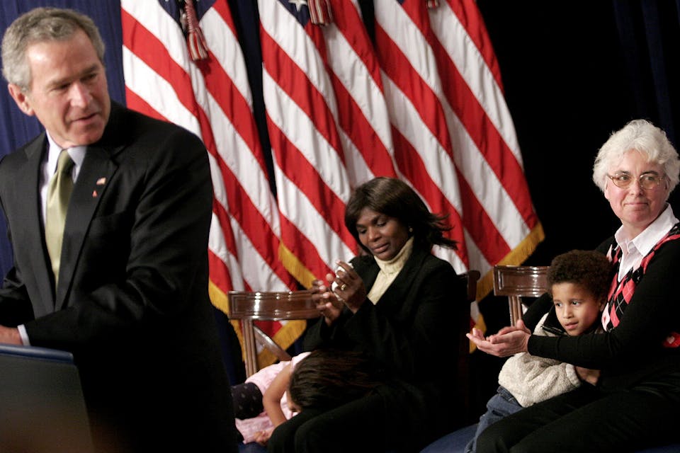 George W. Bush delivers remarks on World AIDS Day December 1, 2005 in the Old Executive Building in Washington, DC. *Chip Somodevilla/Getty Images*. Faith Based Main