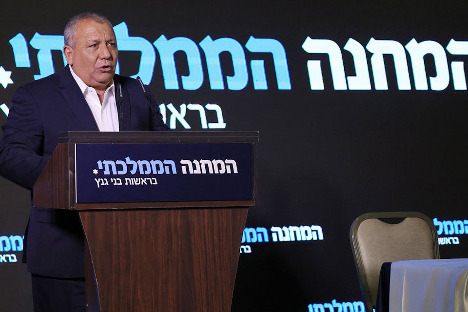 Israel's former army chief of staff Gadi Eisenkot speaks during a press conference to announce his new political party on August 14, 2022. *JACK GUEZ/AFP via Getty Images*. Eisenkot Main