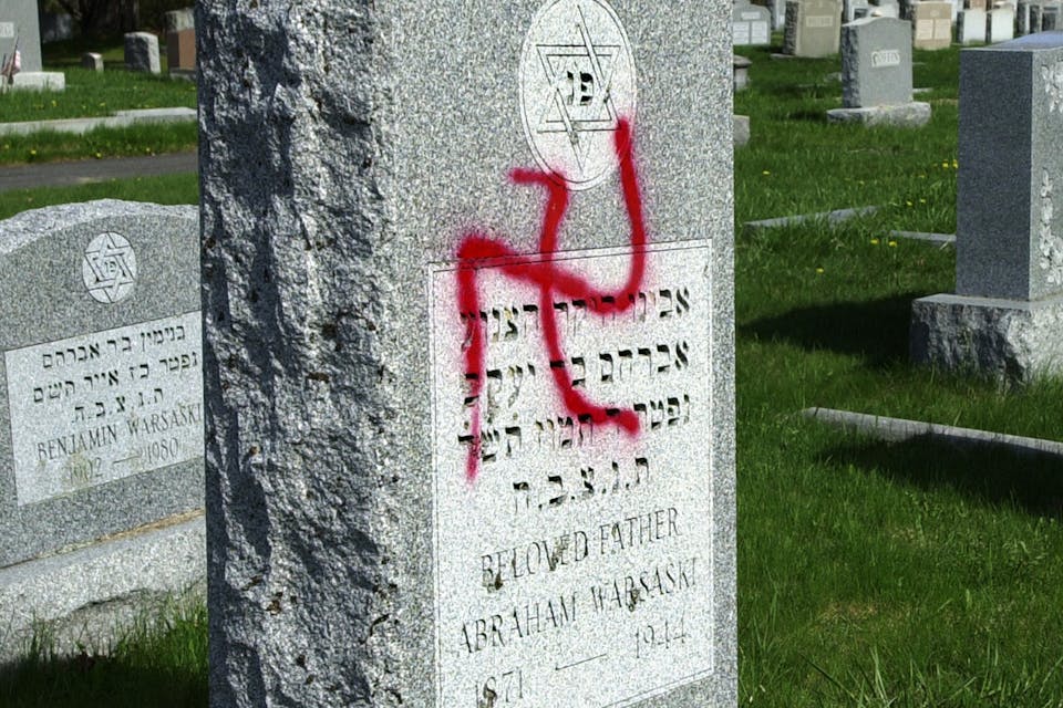 Anti-Semitic graffiti on the Beth Jacob Congregation of Irvine on October 31, 2018 in Irvine, California. *Allen Berezovsky/Getty Images*. Wisse Writing Wall