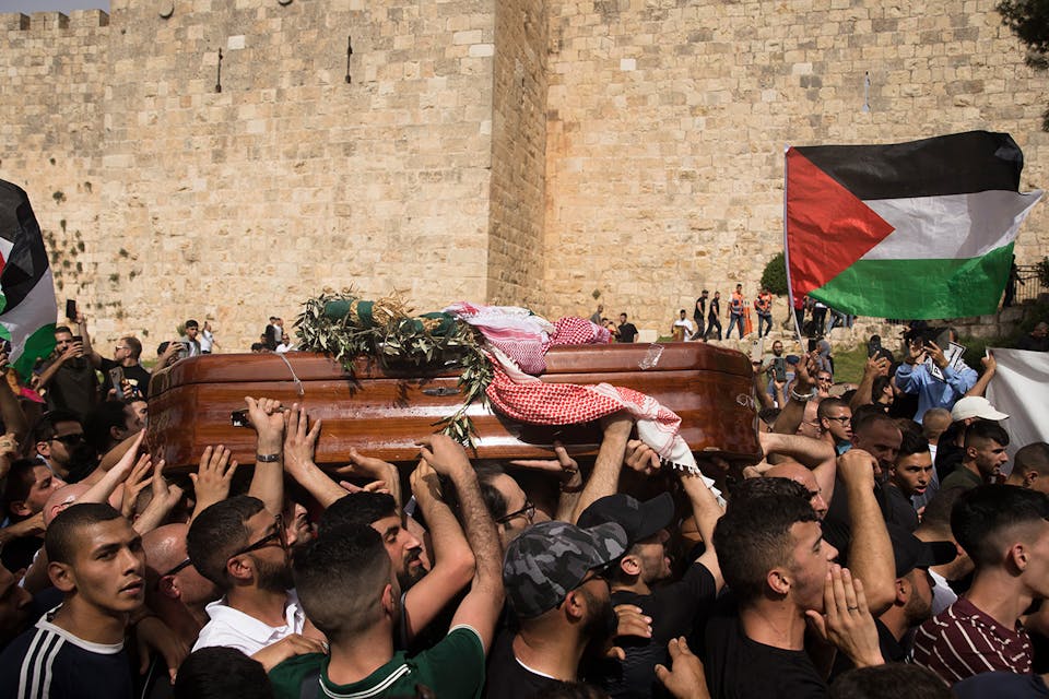 The funeral of Al Jazeera reporter Shireen Abu Akleh on May 13, 2022 in Jerusalem, Israel. *Amir Levy/Getty Images*. Abu Akleh Main