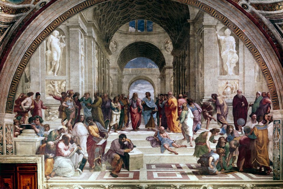 The *School of Athens* (1511) by Raphael. *Photo by Ann Ronan Pictures/Print Collector via Getty Images*. Atkins-Main