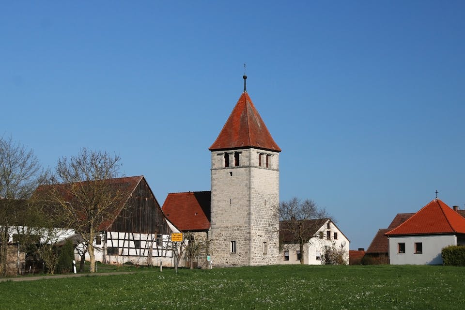 A church in the town of Schopfloch, Bavaria, Germany. *Shutterstock.* the church of Zwernberg, Schopfloch, Frankonia, Bavaria, Germany