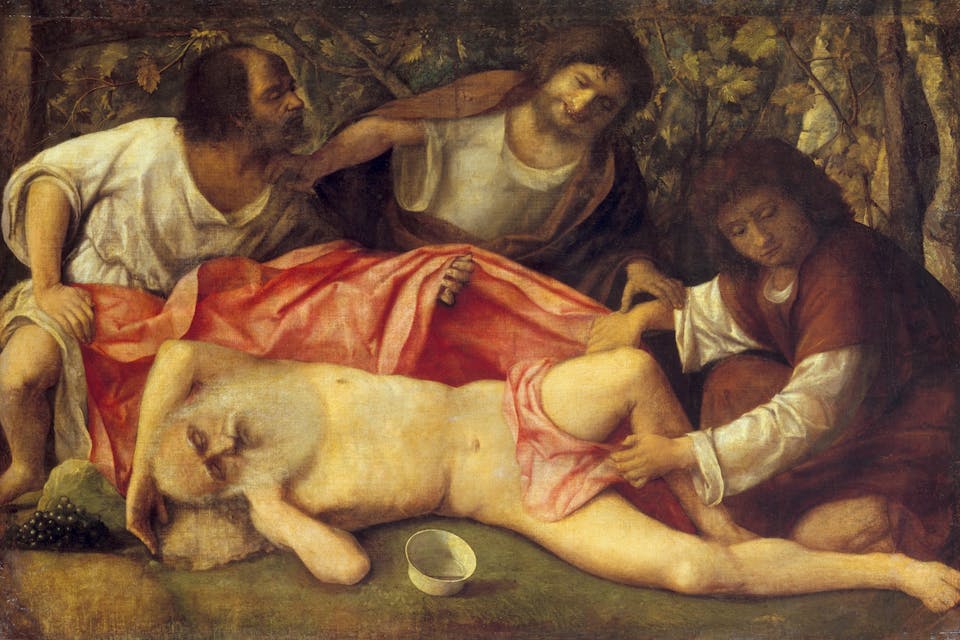The *Drunkenness of Noah*, 1515, by Giovanni Bellini. *Wikipedia*. Drunkenness_of_Noah_bellini