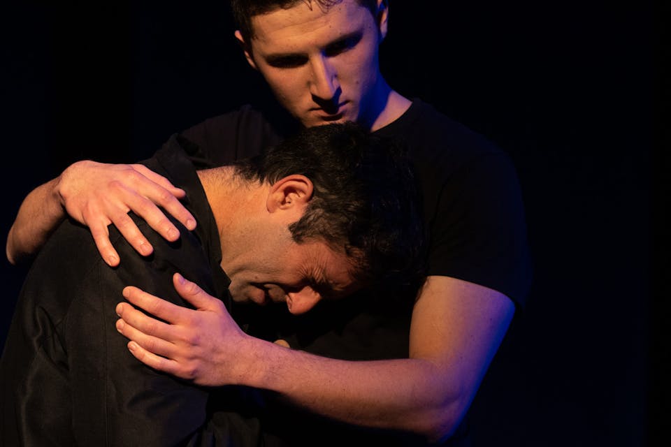 Actors in the Jerusalem Theater's new production of Herzl's *The New Ghetto.* *Oded Antman.* New Ghetto