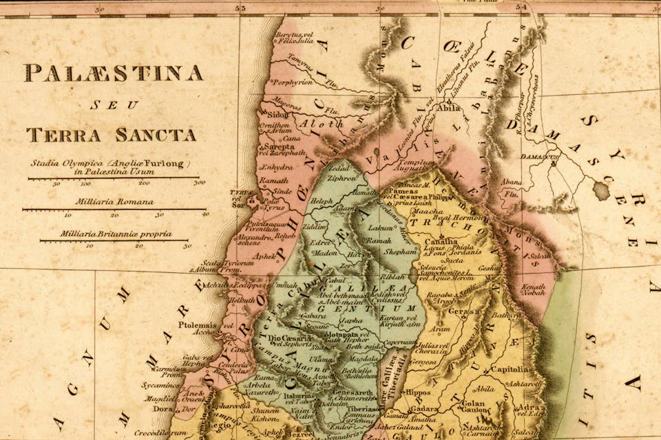 A map of Palestine from 1754 by Henry Schenck Tanner. *Buyenlarge/Getty Images*. Palestine Name Main