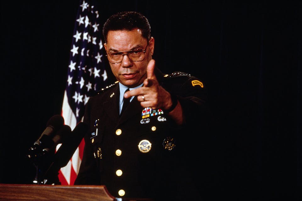 Colin Powell at the Pentagon in 1991. *Rick Maiman/Sygma via Getty Images*. Colin Powell Main