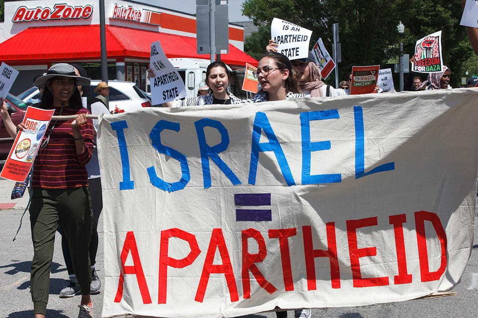 Anti-Israel marchers in Columbus, Ohio in June 2021. *Stephen Zenner/SOPA Images/LightRocket via Getty Images.* Wisse Threat 2 Main