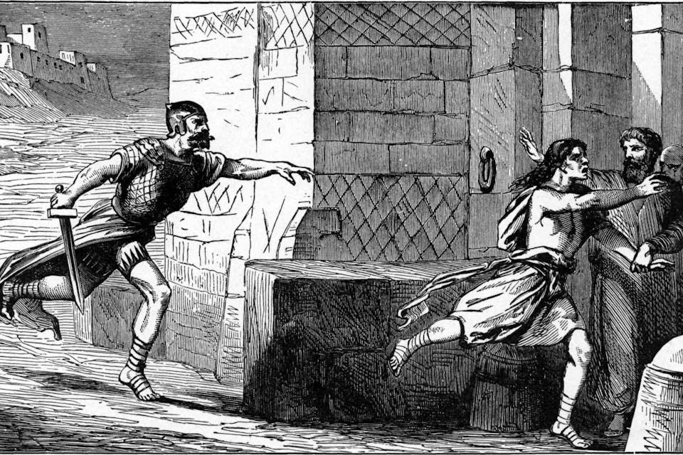 An illustration of the city of refuge described in "Mishpatim" from *Bible Pictures and What They Teach Us* by Charles Foster (1897). Wikipedia. Foster_Bible_Pictures_0083-1_The_City_of_Refuge