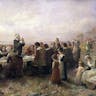 *The First Thanksgiving at Plymouth*, 1914, by Jennie A. Brownscombe. *Wikimedia*. Thanksgiving-Brownscombe