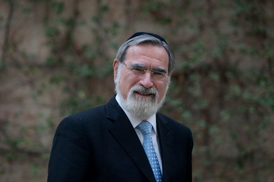 Rabbi Lord Jonathan Sacks on November 10, 2013 in Jerusalem. *Lior Mizrahi/Getty Images*. Sacks Main