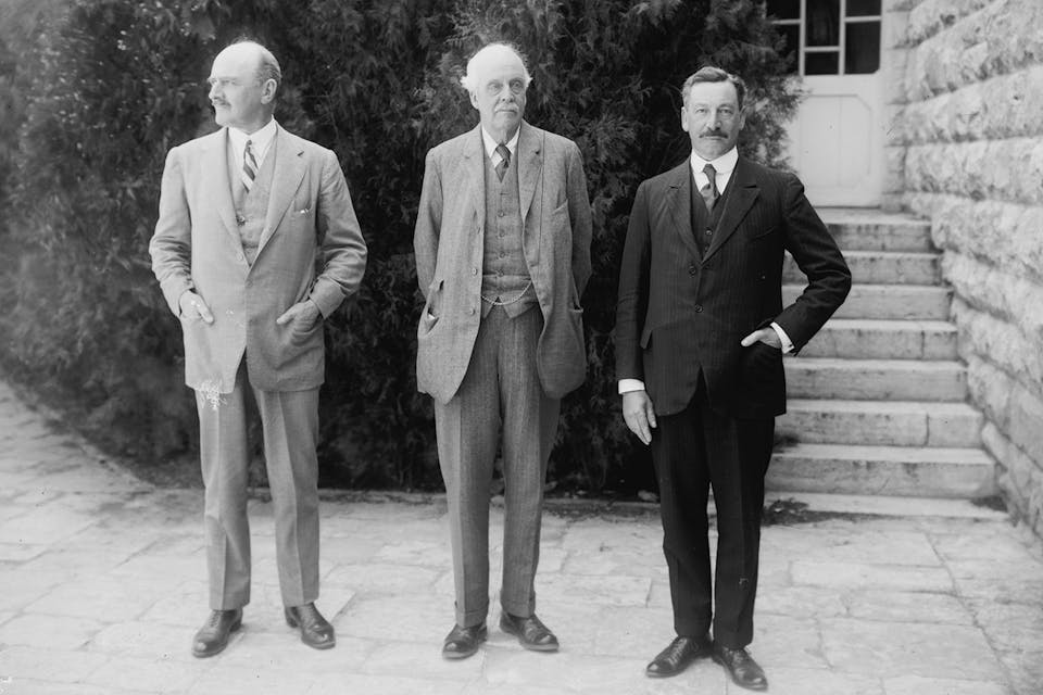 Lord Allenby, Lord Balfour, and Sir Herbert Samuel in 1925. *Universal History Archive/Universal Images Group via Getty Images.* Balfour 2020 Main