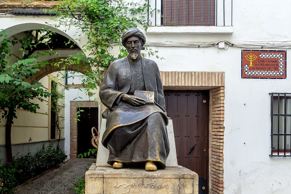 A monument to Maimonides in his birthplace of Cordoba, Spain. *Wikimedia.* Maimonides Spain Main