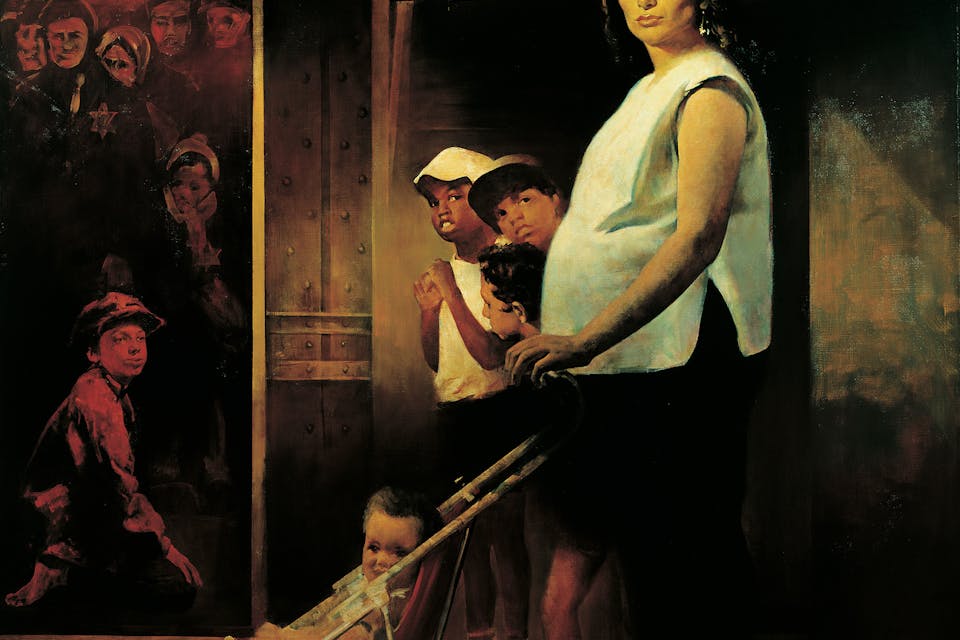 *Waiting for the Train* (1986) by Marc Klionsky, currently at the Yad Vashem Art Museum in Jerusalem. *Marc Klionsky Estate*. Waiting for the Train (1986). Oil on canvas. 66 x 79 inches. Yad Vashem Art Museum, Jerusalem, Israel. Courtesy of the Marc Klionsky Estate.
