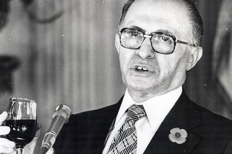 *Menachem Begin in 1978*. Dick Loek/Toronto Star via Getty Images. Begin Speech Main