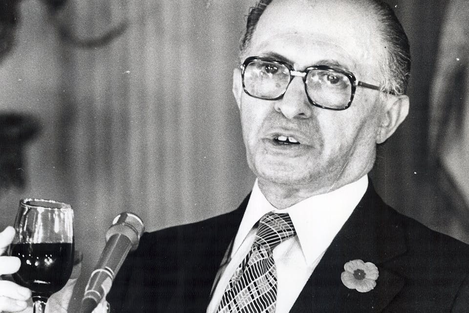*Menachem Begin in 1978*. Dick Loek/Toronto Star via Getty Images. Begin Speech Main