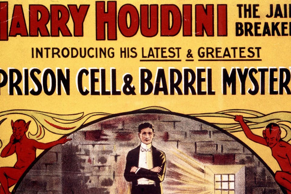 *A poster for a performance of Harry Houdini's in the late 19th-century.* Alamy. Houdini Main