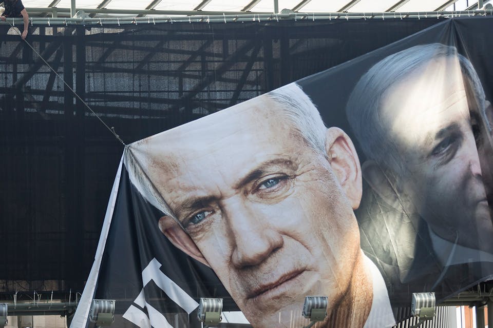 *A billboard showing Benny Gantz and Benjamin Netanyahu in Tel Aviv in February.* Amir Levy/Getty Images. Rogachevsky Minority Government Main