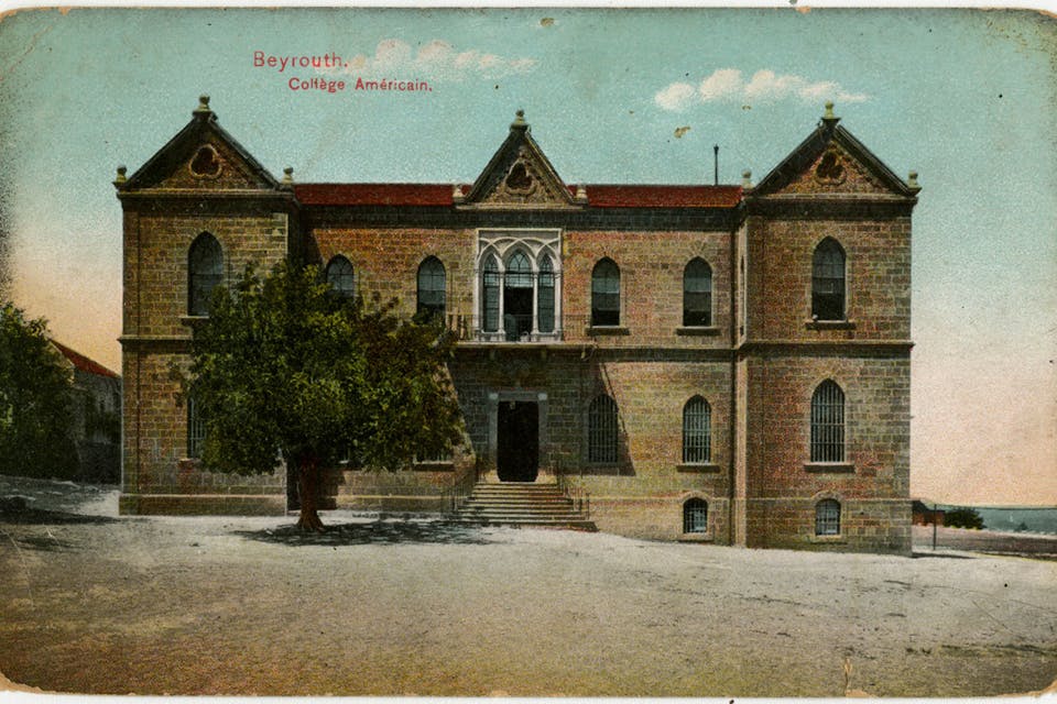 *An early image of what became the American University of Beirut.* Chronicle/Alamy Stock Photo. AUB Main