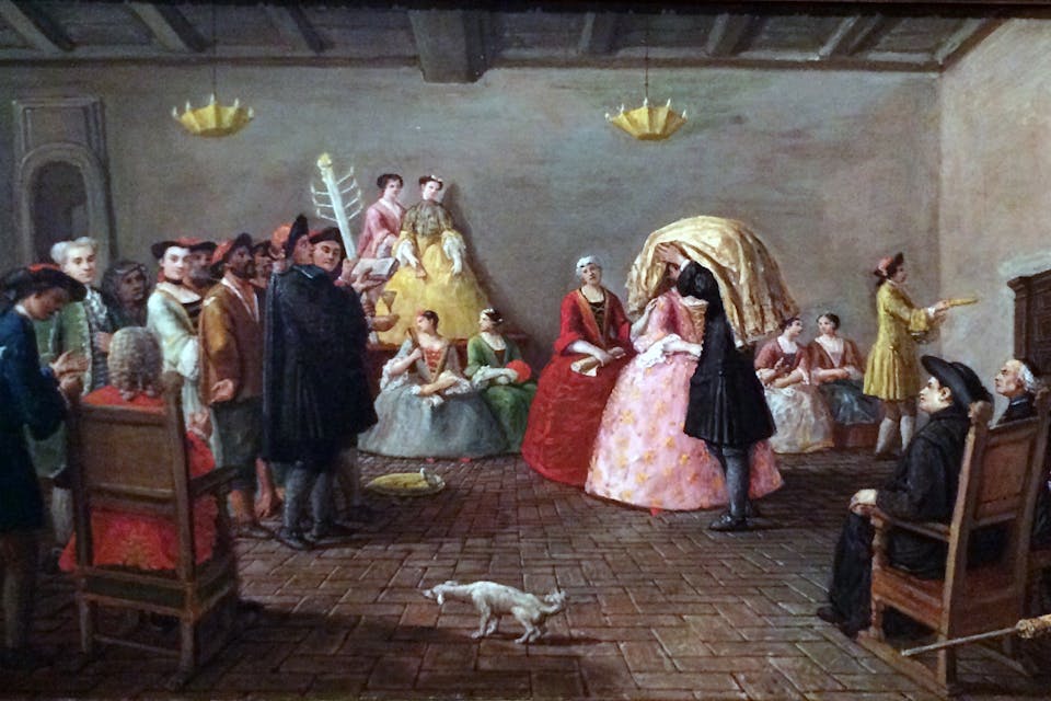 *A Jewish wedding painted by Marco Marcuola, Venice, around 1780*. Wikipedia. Philologos Judeo Mantuan