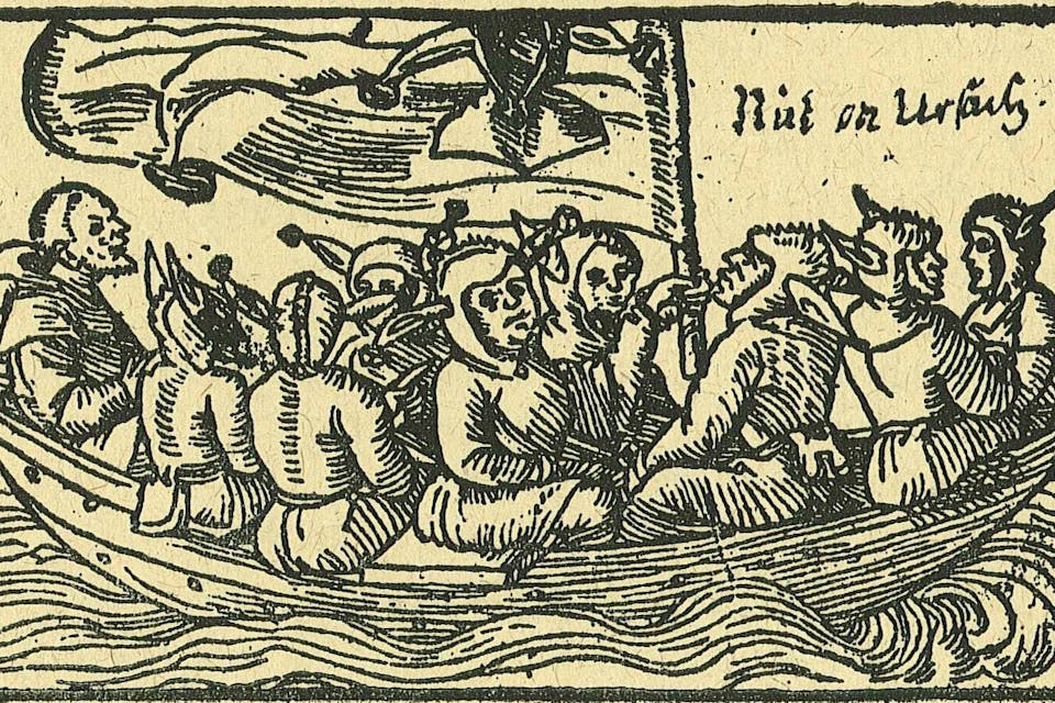 *An illustration of the ship of fools from Sebastian Brant's 1494 poem of the same name. *Wikipedia. Narrenschiff