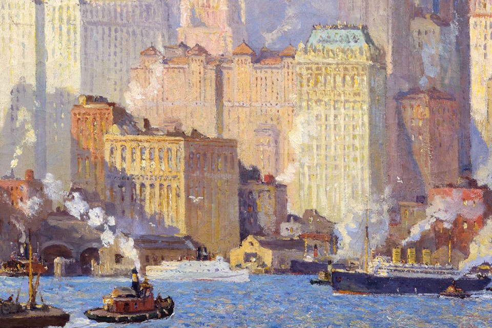 *From *Hudson River Waterfront, N.Y.C.* by Colin Campbell Cooper, ca. 1913-21.* New-York Historical Society. Land of Hope Main