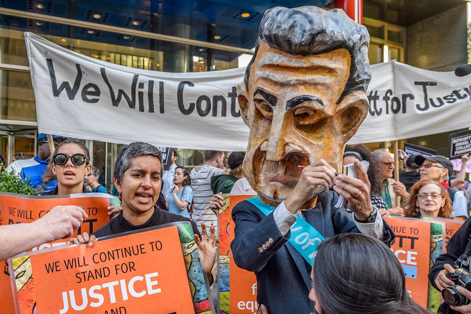 *An anti-Israel protest in New York in 2016. *Erik McGregor/Pacific Press/LightRocket via Getty Images. Israel Protest Hoffman Main