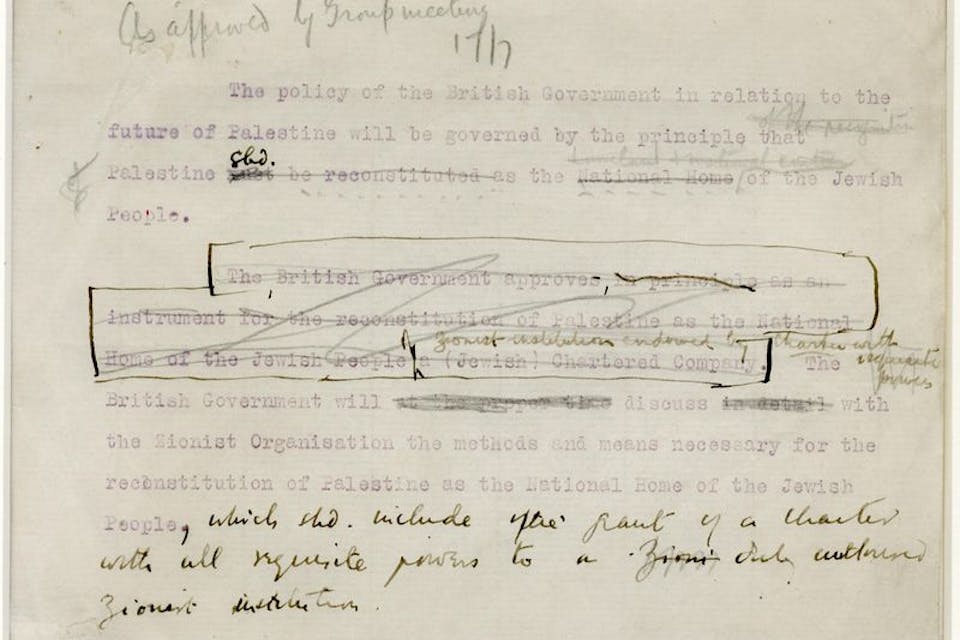 *A draft of the Balfour Declaration, 1917. *Smithsonian. BF