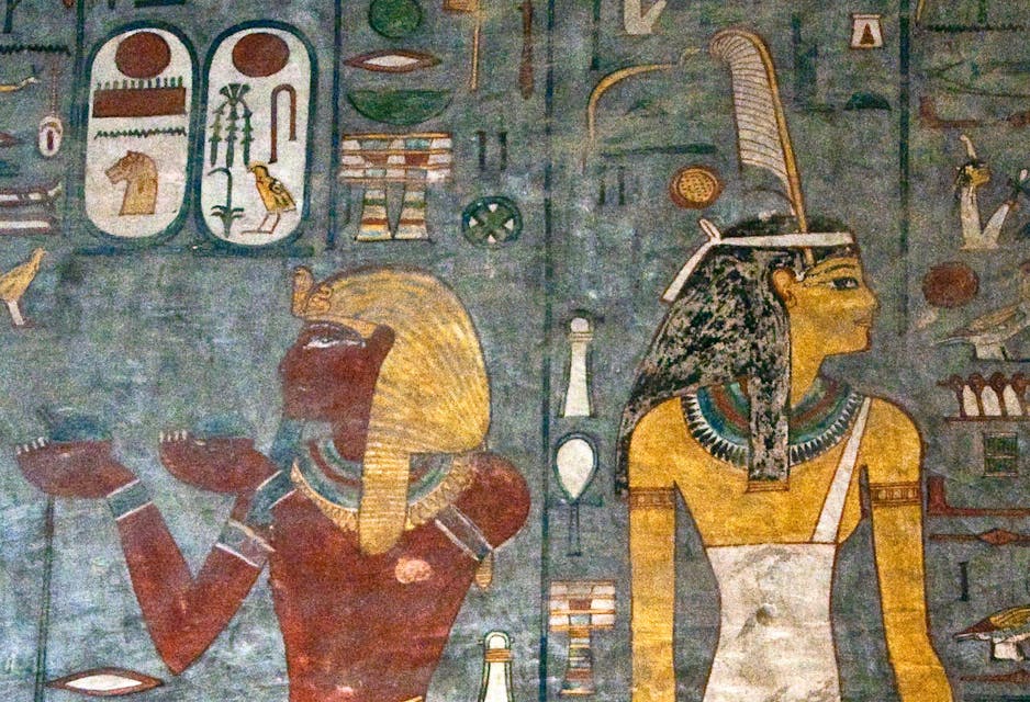 G9RH1W Mural painting, pharao, pharaohs, queen, tomb of Ramses I, tomb number KV 16, grave, Valley of Kings, West-Thebes, Luxor, Egypt