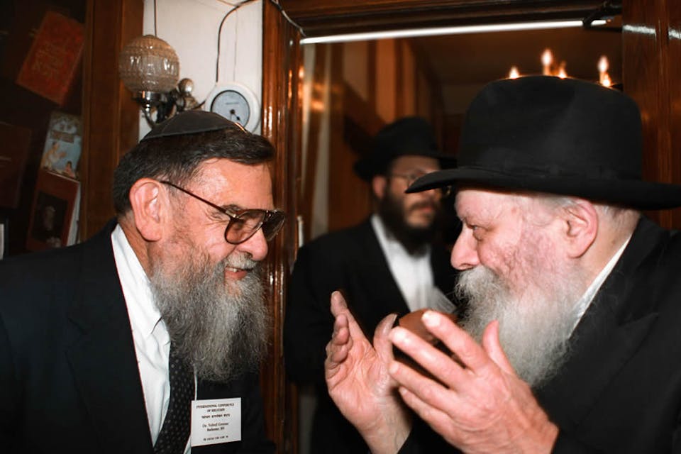 *Velvl Greene, left, with Rabbi Menachem Mendel Schneerson. *Chabad.org. Grenne
