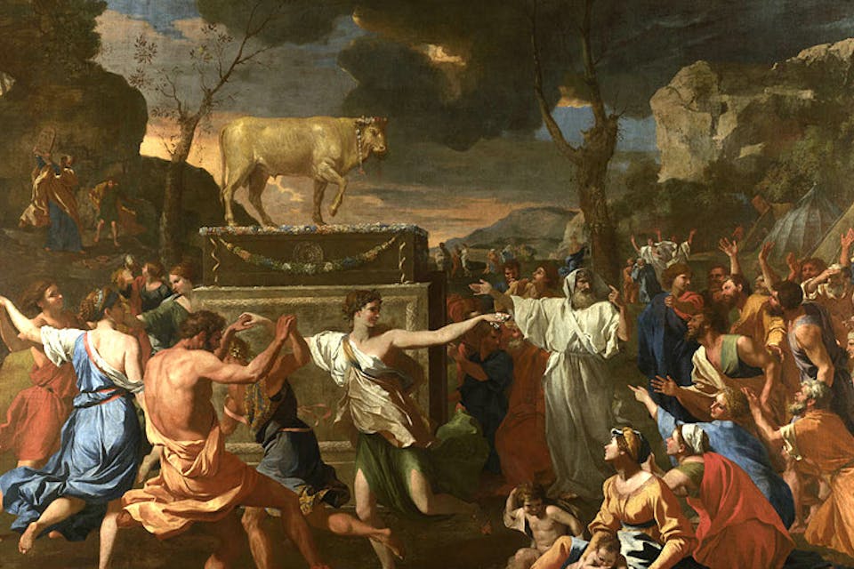 *From *The Adoration of the Golden Calf* by Nicolas Poussin, 1633.* National Gallery. golden calf main