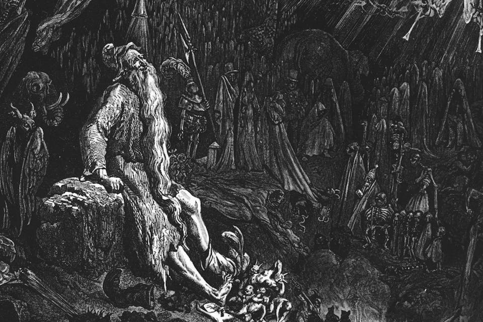 *The Wandering Jew on Judgment Day. From a woodcut by Gustave Doré.* wandering-jew