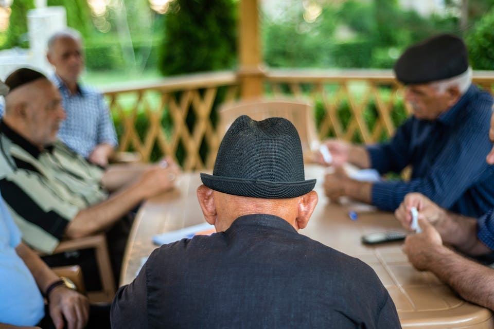 *Azerbaijani Jews play play dominoes at the Aqsaqal club in Qrmz Qsb on September 28, 2016.* Oleksandr Rupeta/NurPhoto via Getty Images. azerbaijanis