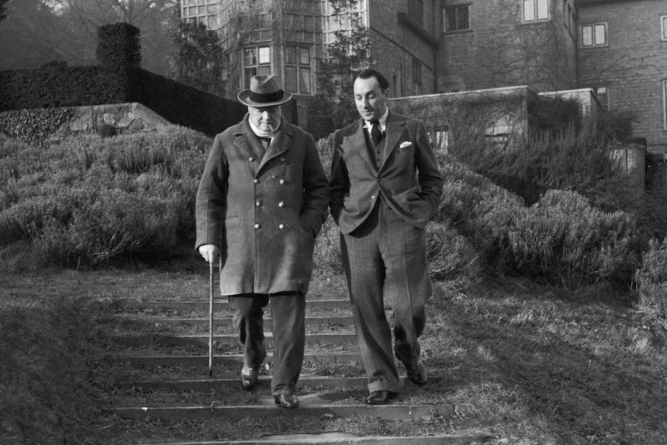 *Winston Churchill at his country home in Kent with Picture Post editor Stefan Lorant on February 25, 1939.* Kurt Hutton/Picture Post/Hulton Archive/Getty Images. meyers