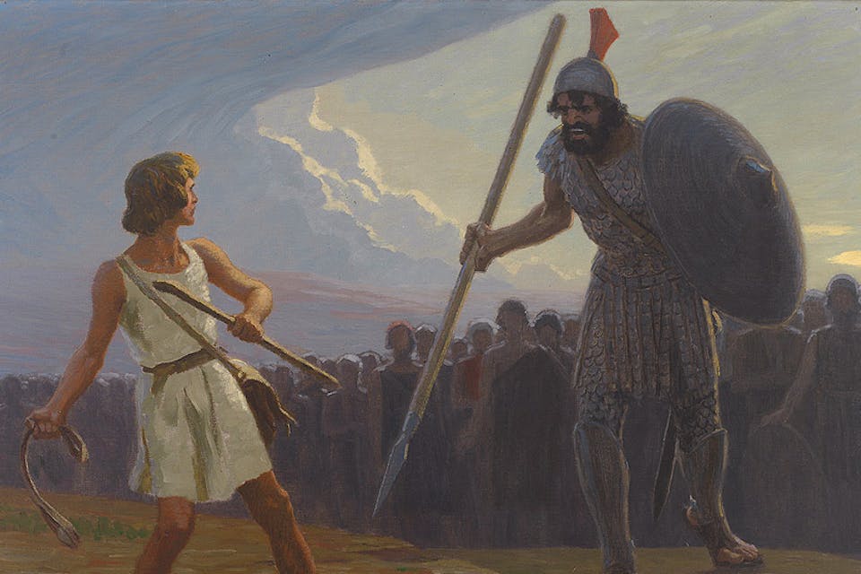 *From *David against Goliath* by Gebhard Fugel.* Wikimedia. Fugel_David_gegen_Goliath-crop