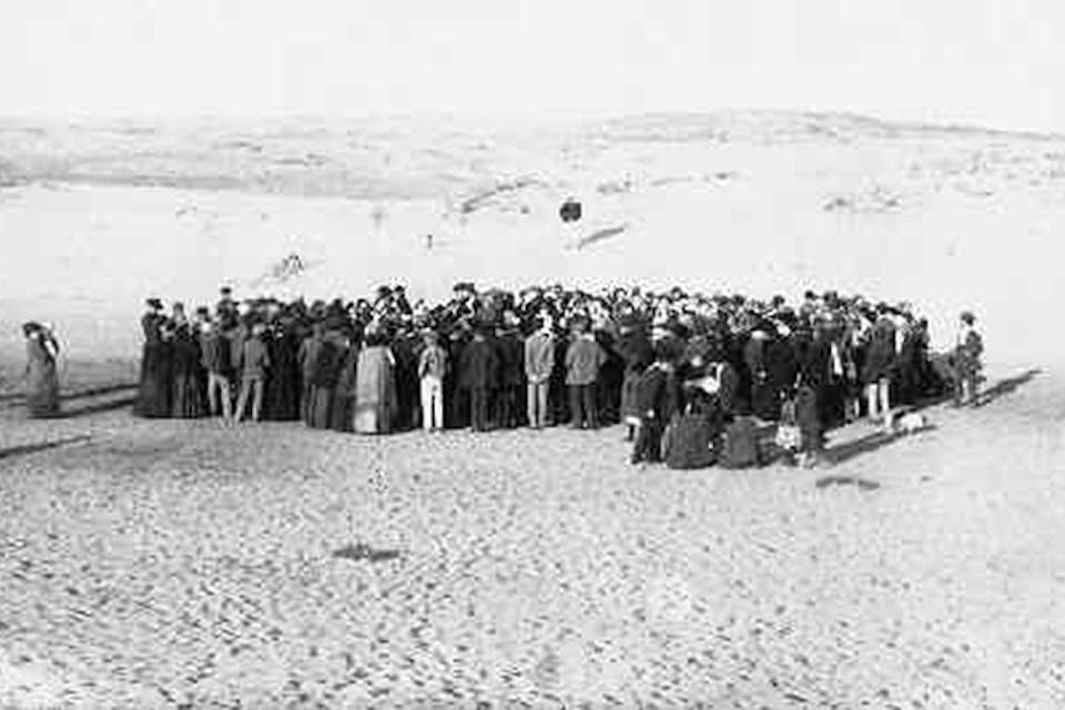 *A 1909 auction of the first lots of what would become Tel Aviv.* Avraham Soskin/Wikipedia. foundingoftelaviv
